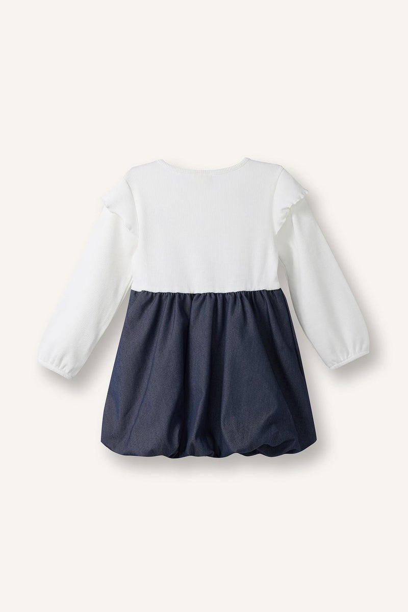 ديفاكتو فستان بناتي مزخرف مضلع بالون فيت برقبة مستديرة - Image 5